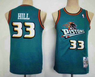 Youth Detroit Pistons #33 Grant Hill Green 1998-99 Hardwood Classics Soul Swingman Throwback Jersey