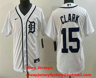 Youth Detroit Tigers #15 Max Clark White Cool Base Stitched Jersey
