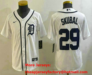 Youth Detroit Tigers #29 Tarik Skubal White Cool Base Stitched Jersey