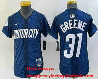 Youth Detroit Tigers #31 Riley Greene 2024 Navy City Connect Cool Base Limited Stitched Jersey