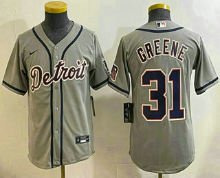 Youth Detroit Tigers #31 Riley Greene Grey Stitched Cool Base Nike Jersey