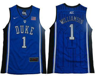 Youth Duke Blue Devils #1 Zion Williamson V Neck Blue College Basketball Elite Jersey