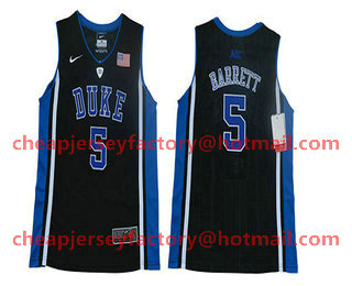 Youth Duke Blue Devils #5 R.J. Barrett V Neck Black College Basketball Elite Jersey
