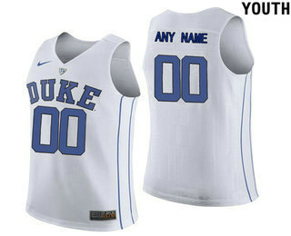 Youth Duke Blue Devils Customized Hyper Elite Authentic Performance Basketball Jersey - White