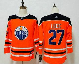 Youth Edmonton Oilers #27 Milan Lucic Orange Home 2017-2018 Hockey Stitched NHL Jersey
