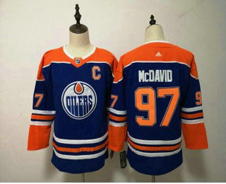 Youth Edmonton Oilers #97 Connor McDavid Royal Blue With Orange Home 2019 Hockey Stitched NHL Jersey