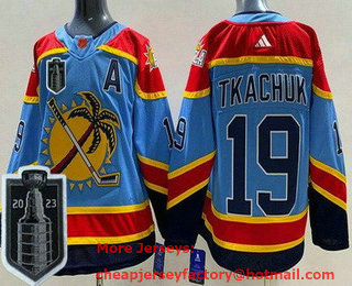 Youth Florida Panthers #19 Matthew Tkachuk Blue Reverse Retro 2023 Stanley Cup Final Authentic Jersey