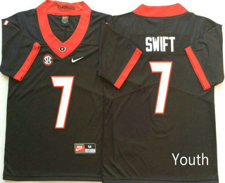 Youth Georgia Bulldogs #7 D'Andre Swift Black 2017 Vapor Untouchable Stitched Nike NCAA Jersey