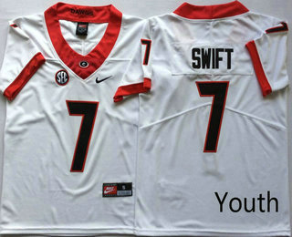 Youth Georgia Bulldogs #7 D'Andre Swift White 2017 Vapor Untouchable Stitched Nike NCAA Jersey