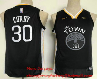 Youth Golden State Warriors #30 Stephen Curry Black 2020 Nike Swingman Stitched Jersey
