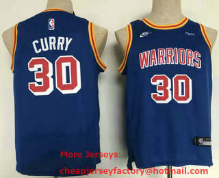 Youth Golden State Warriors #30 Stephen Curry Blue 2022 Nike City Edition Stitched Swingman Jersey With Sponsor