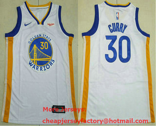 Youth Golden State Warriors #30 Stephen Curry White 2020 Nike Swingman Stitched Jersey