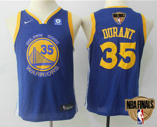 Youth Golden State Warriors #35 Kevin Durant Blue 2018 The NBA Finals Patch Nike Swingman Jersey
