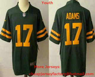 Youth Green Bay Packers #17 Davante Adams Green Yellow 2021 Vapor Untouchable Stitched NFL Nike Limited Jersey