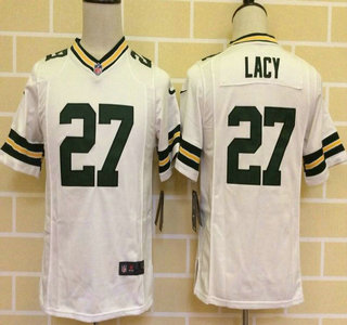Youth Green Bay Packers #27 Eddie Lacy Nike White Game Jersey