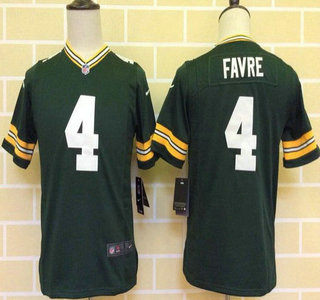Youth Green Bay Packers #4 Brett Favre Green Team Color NFL Nike Game Jersey