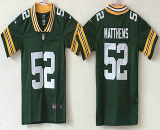 Youth Green Bay Packers #52 Clay Matthews Green 2017 Vapor Untouchable Stitched NFL Nike Limited Jersey