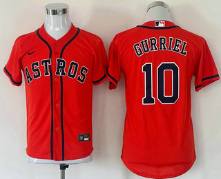 Youth Houston Astros #10 Yuli Gurriel Orange Stitched MLB Cool Base Nike Jersey