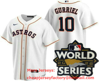 Youth Houston Astros #10 Yuli Gurriel White 2022 World Series Cool Base Jersey