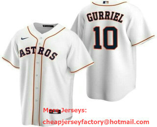 Youth Houston Astros #10 Yuli Gurriel White Cool Base Jersey