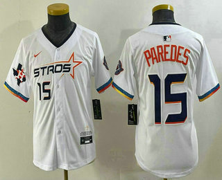 Youth Houston Astros #15 Isaac Paredes Number White 2025 City Connect Limited Stitched Jersey