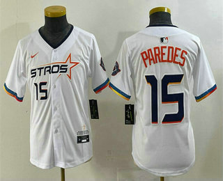 Youth Houston Astros #15 Isaac Paredes White 2025 City Connect Limited Stitched Jersey