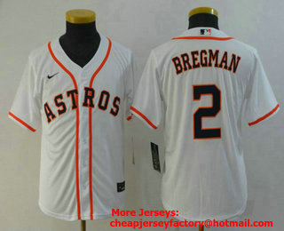 Youth Houston Astros #2 Alex Bregman White Stitched MLB Cool Base Nike Jersey