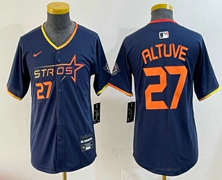 Youth Houston Astros #27 Jose Altuve Navy 2025 City Connect Limited Stitched Jersey