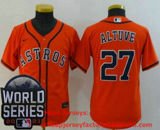 Youth Houston Astros #27 Jose Altuve Orange 2021 World Series Stitched Cool Base Nike Jersey
