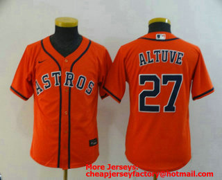 Youth Houston Astros #27 Jose Altuve Orange Stitched MLB Cool Base Nike Jersey