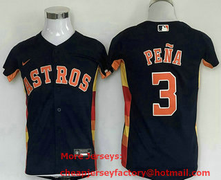 Youth Houston Astros #3 Jeremy Pena Navy Blue Stitched MLB Cool Base Nike Jersey