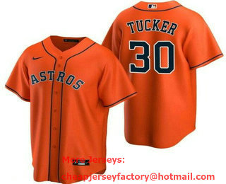 Youth Houston Astros #30 Kyle Tucker Orange Cool Base Jersey