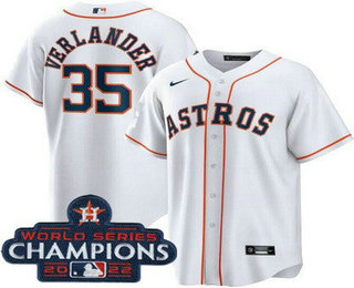 Youth Houston Astros #35 Justin Verlander White 2022 World Series Champions Cool Base Jersey