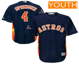 Youth Houston Astros #4 George Springer Navy Blue Alternate Cool Base Stitched 2017 World Series Champions Patch Jersey