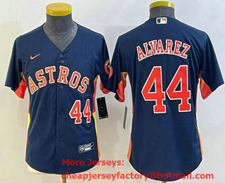 Youth Houston Astros #44 Yordan Alvarez Number Navy Blue With Patch Stitched MLB Cool Base Nike Jersey