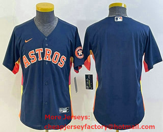 Youth Houston Astros Blank Navy Blue With Patch Stitched MLB Cool Base Nike Jersey