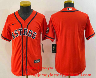 Youth Houston Astros Blank Orange With Patch Stitched MLB Cool Base Nike Jersey