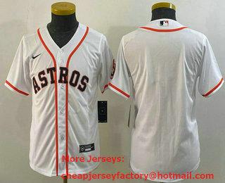 Youth Houston Astros Blank White With Patch Stitched MLB Cool Base Nike Jersey