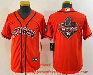 Youth Houston Astros Orange Champions Big Logo Stitched MLB Cool Base Nike Jersey