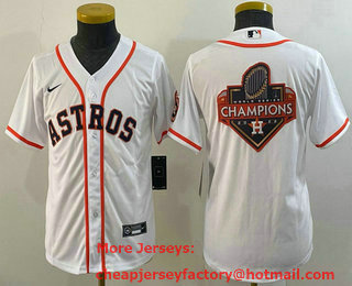 Youth Houston Astros White Champions Big Logo Stitched MLB Cool Base Nike Jersey