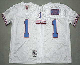 Youth Houston Oilers #1 Warren Moon White 1997 Throwback Jersey