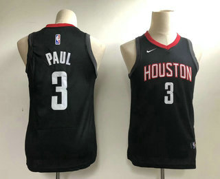 Youth Houston Rockets #3 Chris Paul Black 2017-2018 Nike Swingman Stitched NBA Jersey
