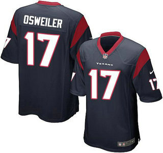 Youth Houston Texans #17 Brock Osweiler Navy Blue Team Color GameJersey