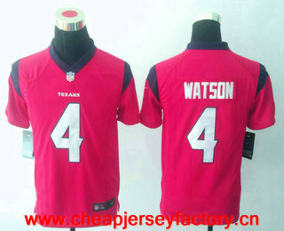 Youth Houston Texans #4 Deshaun Watson Red Team Color Stitched NFL Nike Game Jersey
