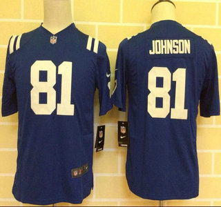Youth Indianapolis Colts #81 Andre Johnson Nike Blue Game Jersey