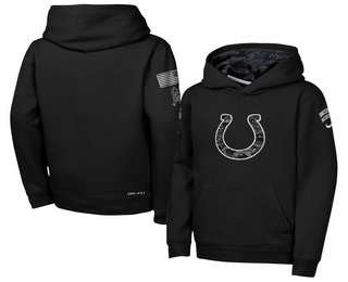 Youth Indianapolis Colts Black 2026 Salute to Service Sideline Pullover Hoodie