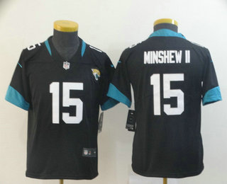 Youth Jacksonville Jaguars #15 Gardner Minshew II Black New 2017 Vapor Untouchable Stitched NFL Nike Limited Jersey