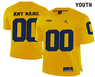 Youth Jordan Brand Michigan Wolverines Customized College Football Limited Jersey - Yellow