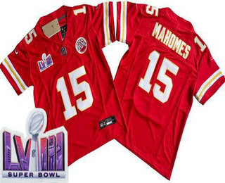 Youth Kansas City Chiefs #15 Patrick Mahomes Limited Red LVIII Super Bowl FUSE Vapor Jersey