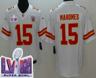 Youth Kansas City Chiefs #15 Patrick Mahomes Limited White LVIII Super Bowl Vapor Jersey